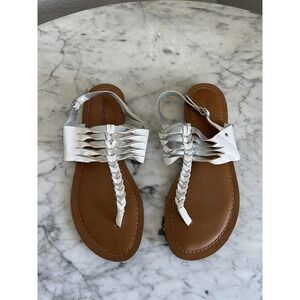 Indigo Rd Thong Sandals Size 7.5 White Silver